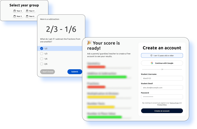 Year group selector and question interface